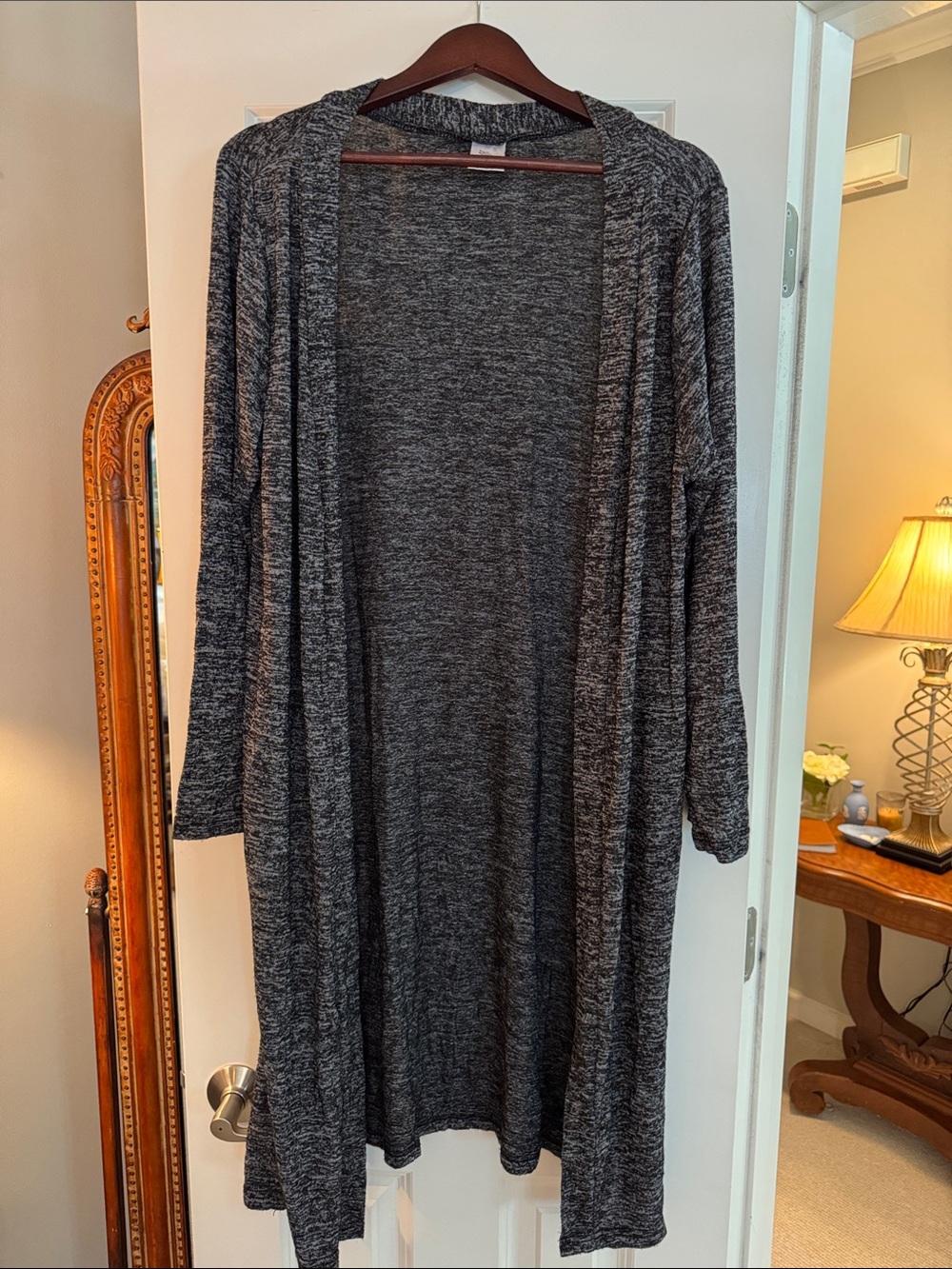 Hello Mello Heather Grey Open-Front Long Cardigan